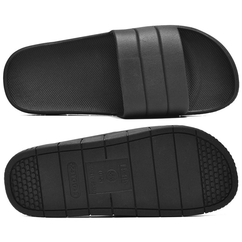 clootess Shower Slide Shoes for Men and Women Home Sandal Bath Slipper Indoor House Pool College Dorm Non-Slip Black 42.43 - Image 3